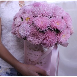 Розовые астры в коробке 