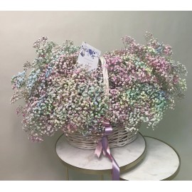 Корзина с радужной гипсофилой