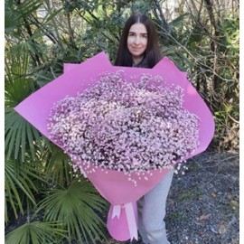 Букет-гигант из розовой гипсофилы