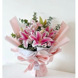 9 розовых лилий