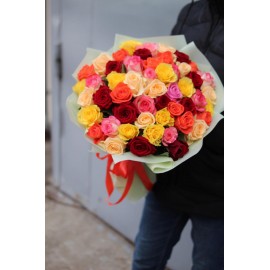 51 роза «яркий микс»